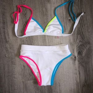 ROMWE bikini white and neon